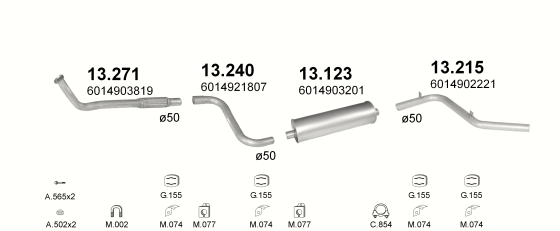 Auspuffanlage für MERCEDES 410D 2.9 D (3700MM)