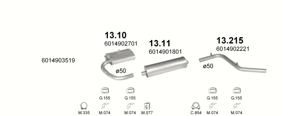 Auspuffanlage für MERCEDES 408D 2.3 D (3700MM)