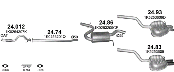 Auspuffanlage für VOLKSWAGEN GOLF V 1.4 (1.4 TSi)