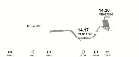 Auspuffanlage für MITSUBISHI COLT 1.5 (C51, C52)