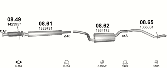 Auspuffanlage für FORD FOCUS CC 2.0 (2.0i 16V)