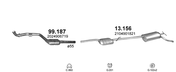 Auspuffanlage für MERCEDES E200 - W210 2.0 (2.0)