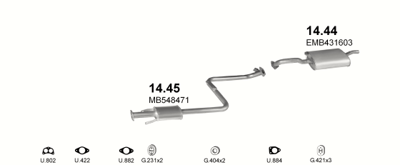 Auspuffanlage für MITSUBISHI GALANT 1.8 (EL, GL, GLX, GLS, E32A, E33A)