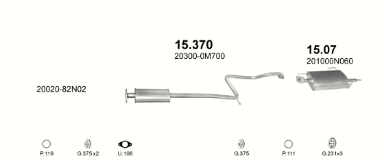 Auspuffanlage für NISSAN ALMERA 2.0 D (2.0 DIESEL)