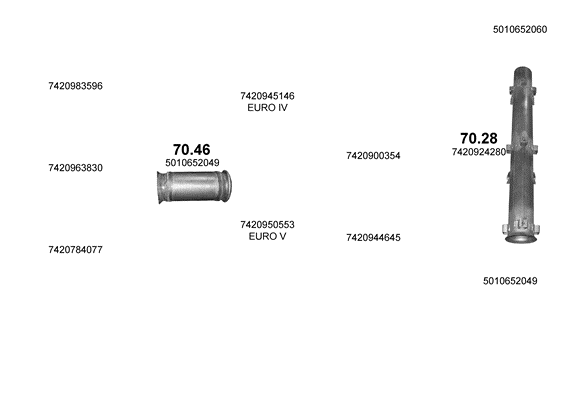 Auspuffanlage für RENAULT PREMIUM 7.2 (4X2 ; 6X2 ; 6X2/4)