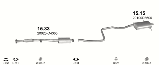 Auspuffanlage für NISSAN BLUEBIRD 2.0 D (T12, T72)