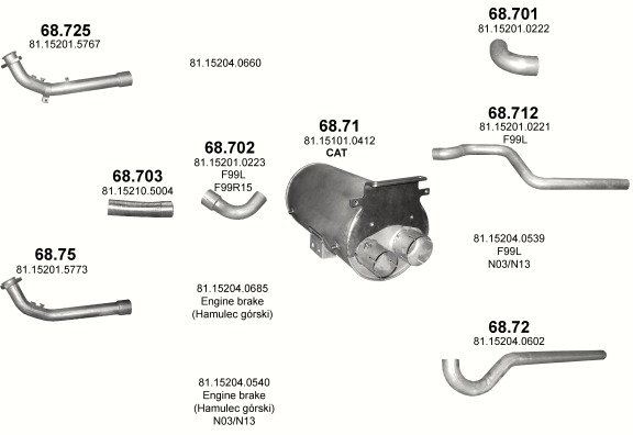 Auspuffanlage für MAN TGL 4.6 (D0834 LFL ; N03/N05/N13/N15)