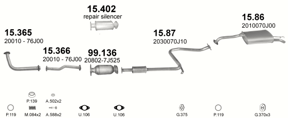 Auspuffanlage für NISSAN PRIMERA 1.6 (P10)