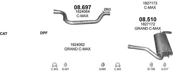 Auspuffanlage für FORD FOCUS 2.0 D (2.0 TDCi Turbo Diesel)