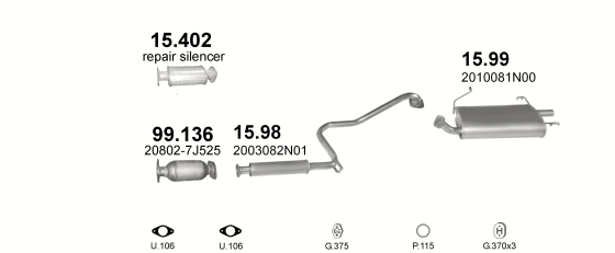 Auspuffanlage für NISSAN PRIMERA 2.0 (W10)