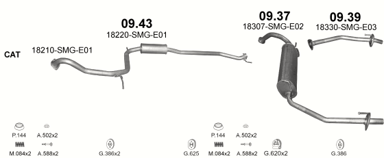 Auspuffanlage für HONDA CIVIC 1.8 (1.8i 16V (5 doors))