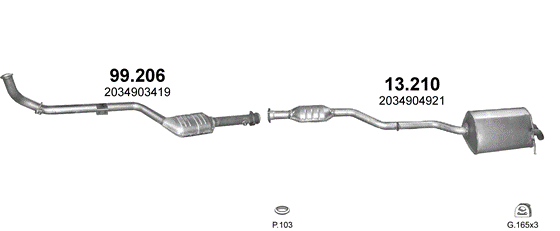 Auspuffanlage für MERCEDES C200 - W203 2.0 (2.0 Kompressor)