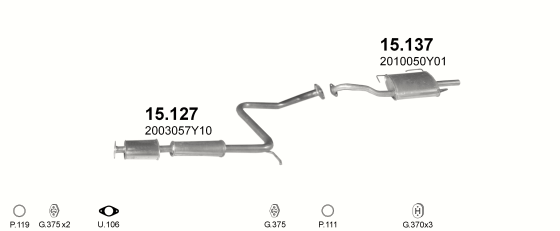 Auspuffanlage für NISSAN SUNNY 1.6 (N14)