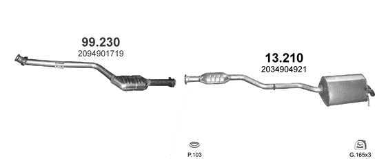 Auspuffanlage für MERCEDES C180 - W203 1.8 (1.8 Kompressor)
