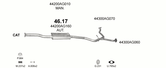 Auspuffanlage für SUBARU LEGACY 2.5 (2.5 16V 4X4)