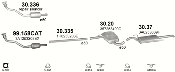 Auspuffanlage für VOLKSWAGEN PASSAT 1.8 (1.8i)