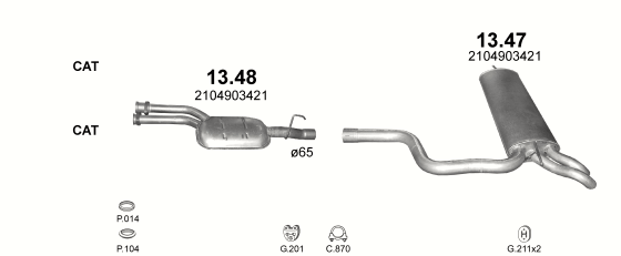 Auspuffanlage für MERCEDES E320 - S210 3.2 (E320T - S210)