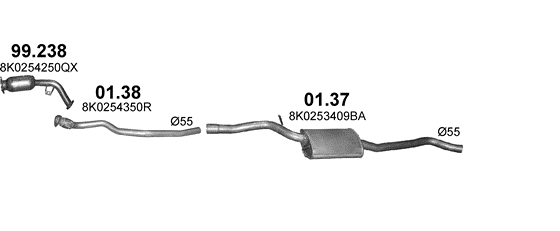 Auspuffanlage für AUDI A4 QUATTRO 1.8 (1.8 TFSi)