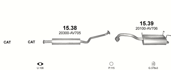 Auspuffanlage für NISSAN PRIMERA 1.6 (1.6i 16V)