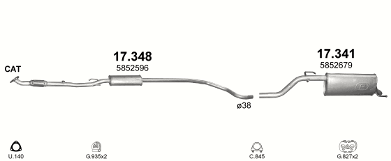 Auspuffanlage für OPEL CORSA D 1.0 (1.0i 12V)