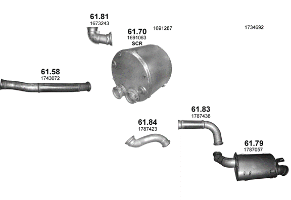 Auspuffanlage für DAF CF 75 9.2 (4X2 ; 6X2 ; 6X2/4)