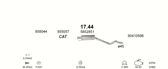 Auspuffanlage für OPEL ASTRA F 1.4 (1.4i GT AUT)