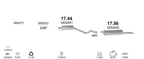 Auspuffanlage für OPEL ASTRA F 1.4 (MAN)