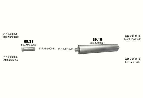 Auspuffanlage für MERCEDES 10-16 T 1622 K (WB 3600, 3900)