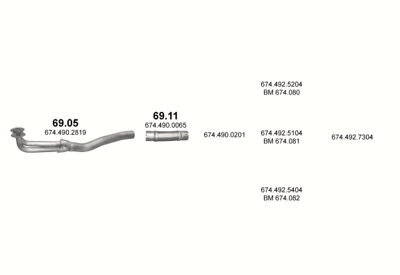 Auspuffanlage für MERCEDES 6-9 T 814 F (WB 3150/3700/4250)