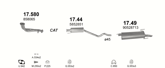 Auspuffanlage für OPEL ASTRA F 1.4 (1.4i 16V AUT)