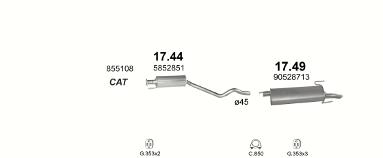 Auspuffanlage für OPEL ASTRA F 1.4 (1.4i 16V AUT)