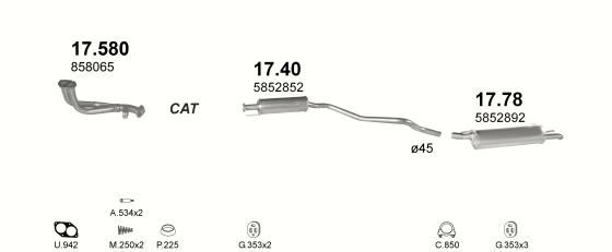 Auspuffanlage für OPEL ASTRA F 1.4 (1.4i 16V AUT)