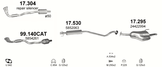 Auspuffanlage für OPEL ASTRA G 1.4 (1.4i 16V)