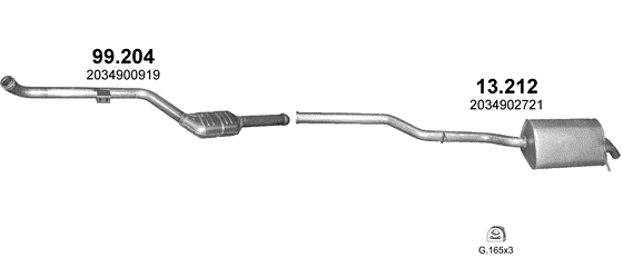 Auspuffanlage für MERCEDES CLK W209 2.2 D (2.2 CDi Turbo Diesel)