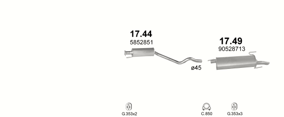 Auspuffanlage für OPEL ASTRA F 1.6 (AUT)