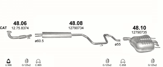 Auspuffanlage für SAAB 9-3 1.8 (1.8)