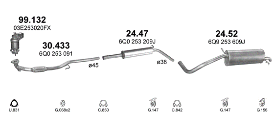 Auspuffanlage für SKODA FABIA 1.2 (1.2)