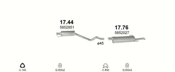 Auspuffanlage für OPEL ASTRA F 1.6 (AUT)