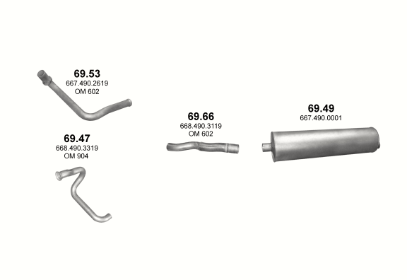 Auspuffanlage für MERCEDES VARIO 512 D/ 612 D/ 812 D/ 812 DA/ 814 D/ 814 DA