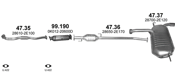 Auspuffanlage für HYUNDAI TUSCON 2.0 (2.0i 16V 2WD)