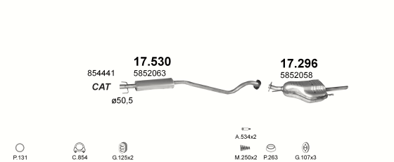 Auspuffanlage für OPEL ASTRA G 1.6 (1.6i 8V)