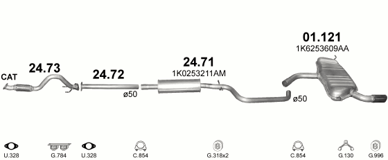 Auspuffanlage für AUDI A3 1.2 (1.2 TSi)