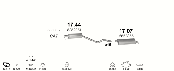 Auspuffanlage für OPEL ASTRA F 1.6 (1.6i 16V MAN)