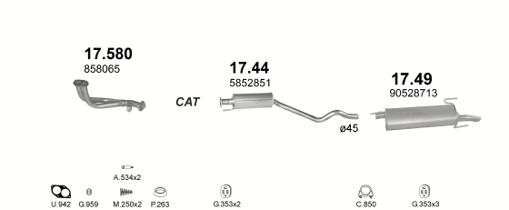 Auspuffanlage für OPEL ASTRA F 1.6 (1.6i 16V AUT)