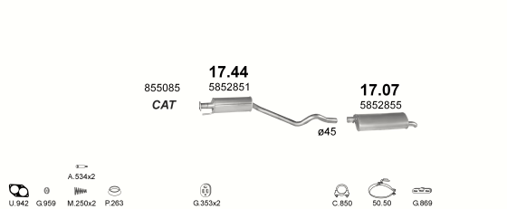 Auspuffanlage für OPEL ASTRA F 1.6 (1.6i 16V AUT)