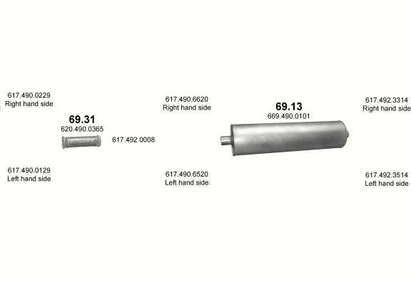 Auspuffanlage für MERCEDES 17-18 T 1722 AK/1726 AK (WB 3600)