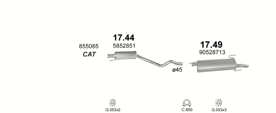 Auspuffanlage für OPEL ASTRA F 1.6 (1.6i 16V AUT)