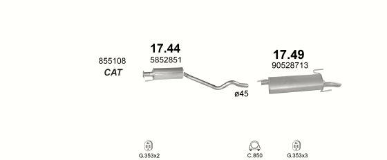 Auspuffanlage für OPEL ASTRA F 1.6 (1.6i 16V AUT)