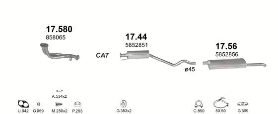 Auspuffanlage für OPEL ASTRA F 1.6 (1.6i 16V AUT)