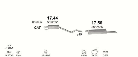 Auspuffanlage für OPEL ASTRA F 1.6 (1.6i 16V AUT)